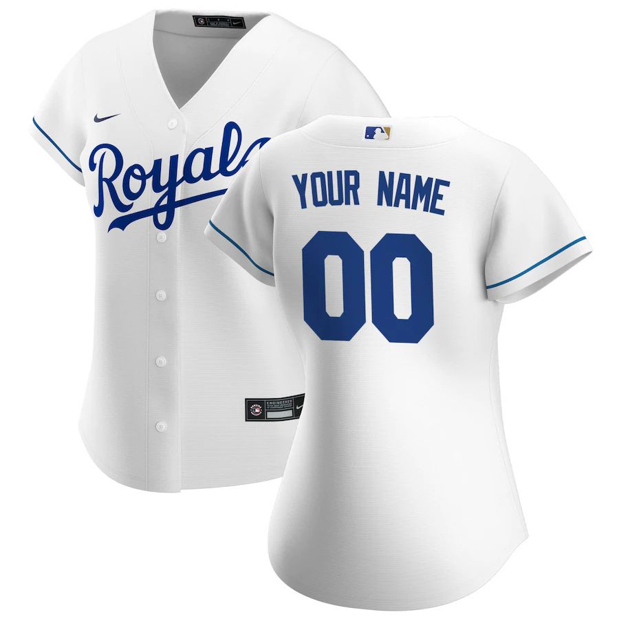 Womens Kansas City Royals Nike White Home Replica Custom MLB Jerseys->customized mlb jersey->Custom Jersey